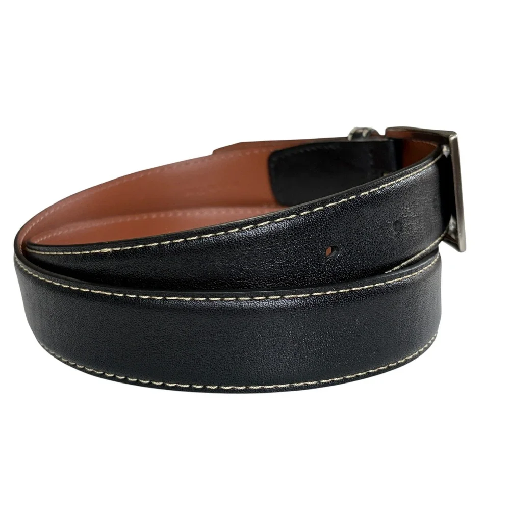 Johnston & Murphy Belt Mens Leather Classic Excellent Stitching 34 Black